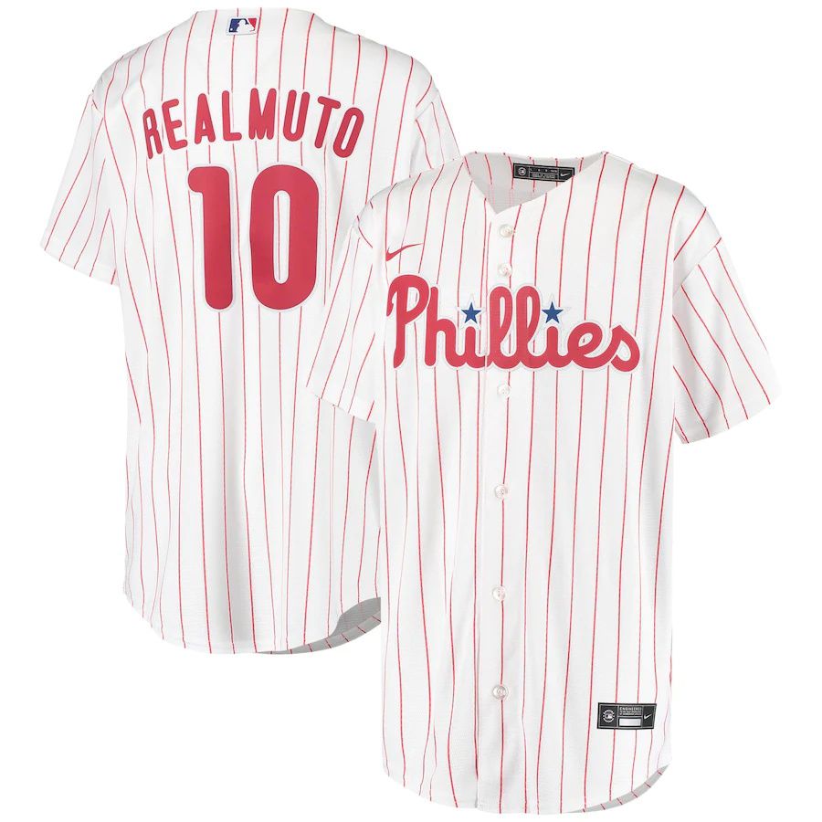 Youth Philadelphia Phillies #10 JT Realmuto Nike White Home Replica Player MLB Jerseys